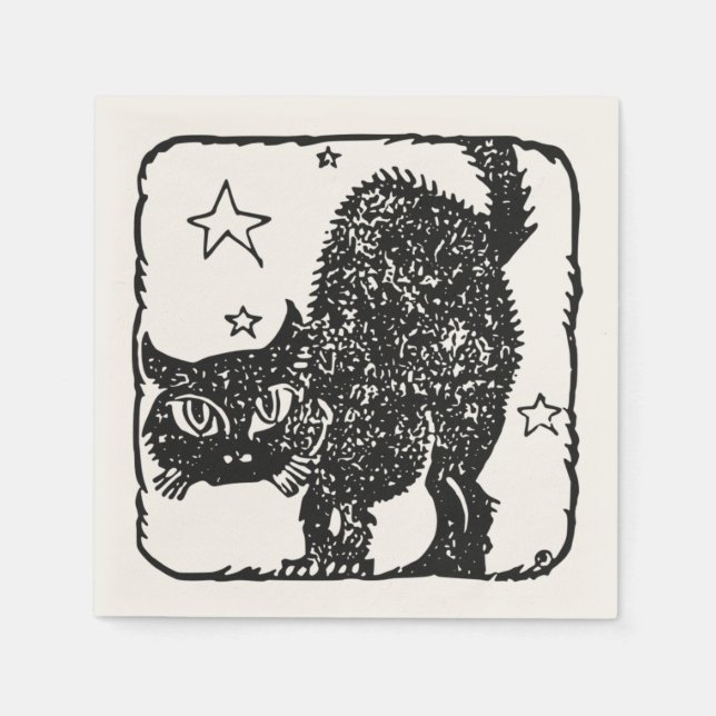 Servilleta De Papel Napkin de Black Cat Halloween Party (Anverso)