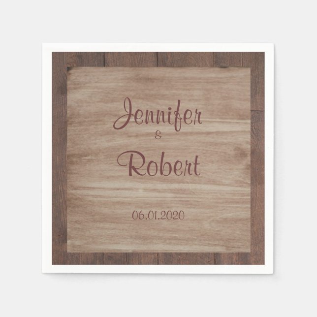 Servilleta De Papel Napkin de bodas en el campo maderero y birch (Anverso)