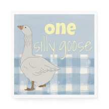 Napkin de color azul y blanco, una gallina