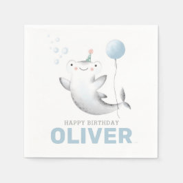 Servilleta De Papel Napkin de cumpleaños de niño con globo de tiburón 