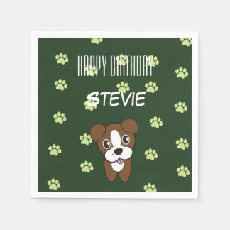 Servilleta De Papel Napkin de cumpleaños súper lindo de boxeador verde