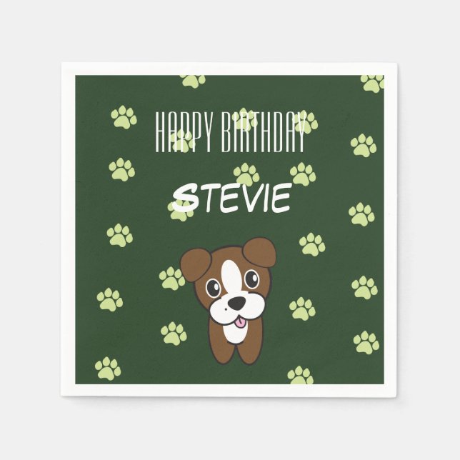 Servilleta De Papel Napkin de cumpleaños súper lindo de boxeador verde (Anverso)