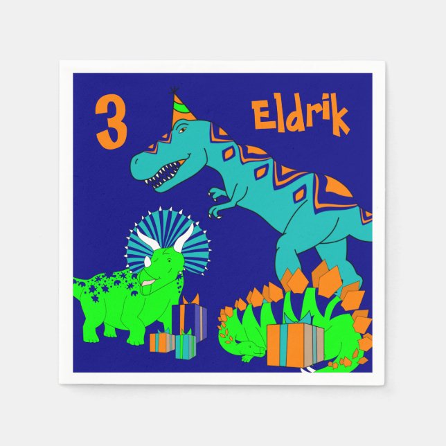 Servilleta De Papel Napkin de dinosaurio (Anverso)