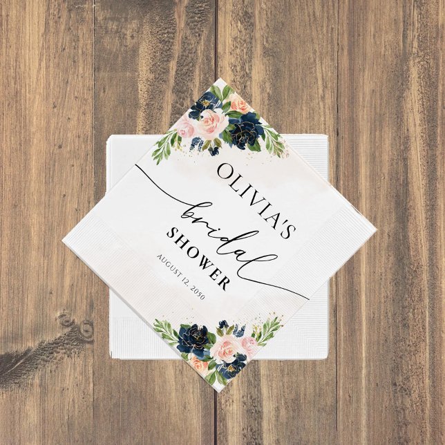 Servilleta De Papel Napkin de ducha de novia con flores rosadas de la  (Subido por el creador)