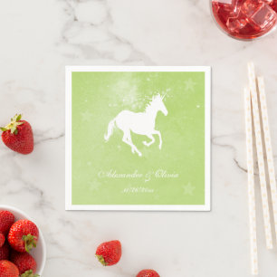 Servilleta De Papel Napkin de ducha de novia verde unicornio
