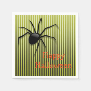 Servilleta De Papel Napkin de Halloween/Araña en franjas verdes