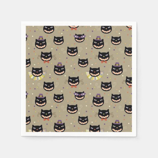Servilleta De Papel Napkin de Halloween/Gatos negros (Anverso)