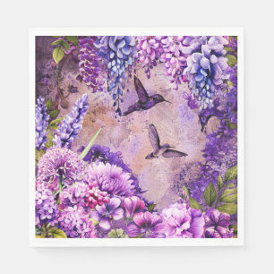 Servilleta De Papel Napkin de jardín floral Hummingbirds Wisteria