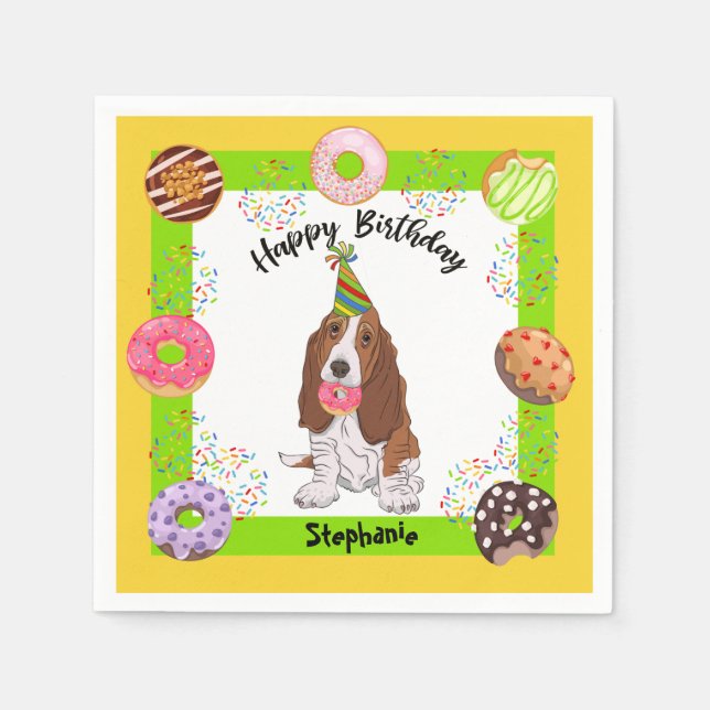 Servilleta De Papel Napkin de la fiesta de cumpleaños del perro del he (Anverso)