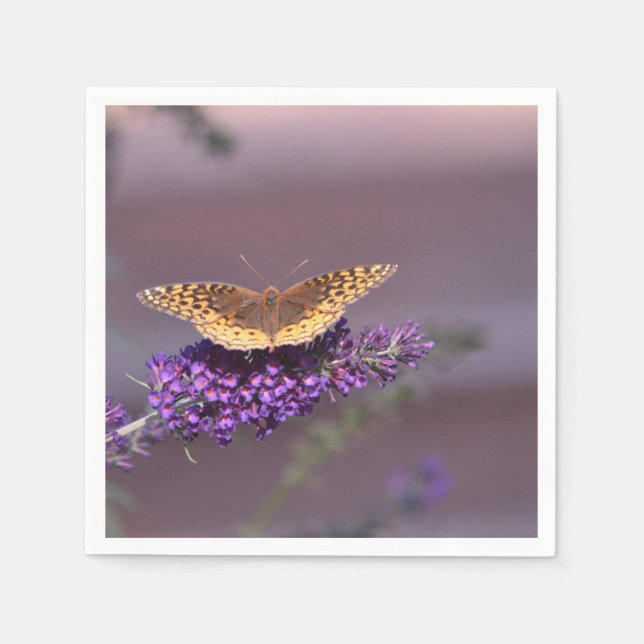 Servilleta De Papel Napkin de mariposa violeta en el cielo (Anverso)