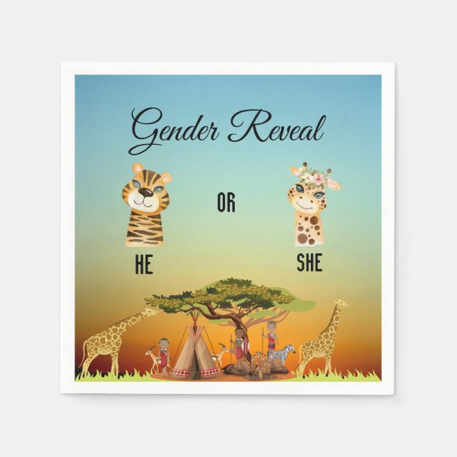 Servilleta De Papel Napkin de papel africano revelado por género (Anverso)