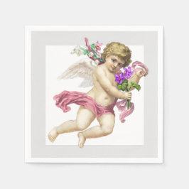 Servilleta De Papel Napkin de papel Angel Cherub Gris Rosa