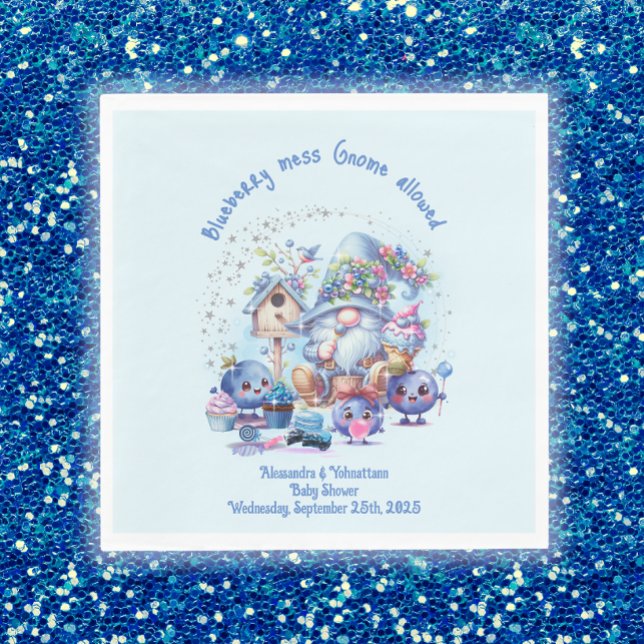 Servilleta De Papel Napkin de papel Baby Shower Blueberry and Gnomes (Subido por el creador)