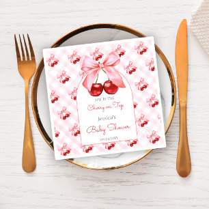 Servilleta De Papel Napkin de papel Baby Shower Cherry Pink Bow