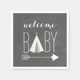 Servilleta De Papel Napkin de papel Baby Shower de White Tipi