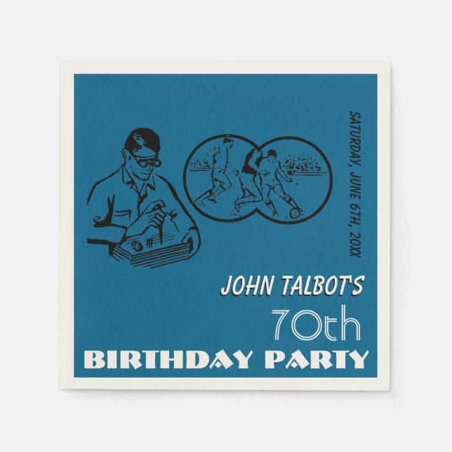 Servilleta De Papel Napkin de papel Binocular Soccer 70 cumpleaños (Anverso)