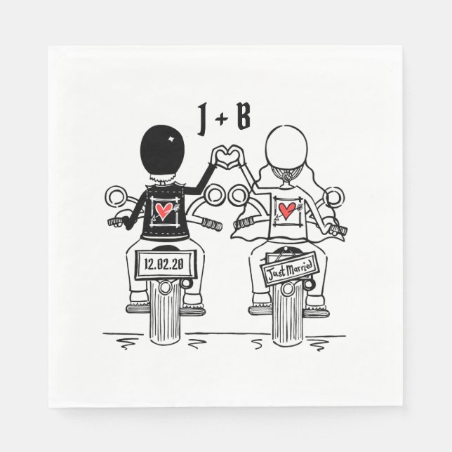 Servilleta De Papel Napkin de papel Boda de motocicleta de motociclism (Anverso)
