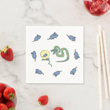 Napkin de papel con serpiente y ratón en Año Nuevo