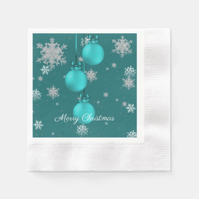 Servilleta De Papel Napkin de papel de adornos navideños verde azulado (Anverso)
