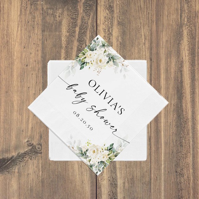 Servilleta De Papel Napkin de papel de Baby Shower floral de rosas bla (Subido por el creador)