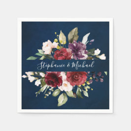 Servilleta De Papel Napkin de papel de boho floral de la Marina Roja d