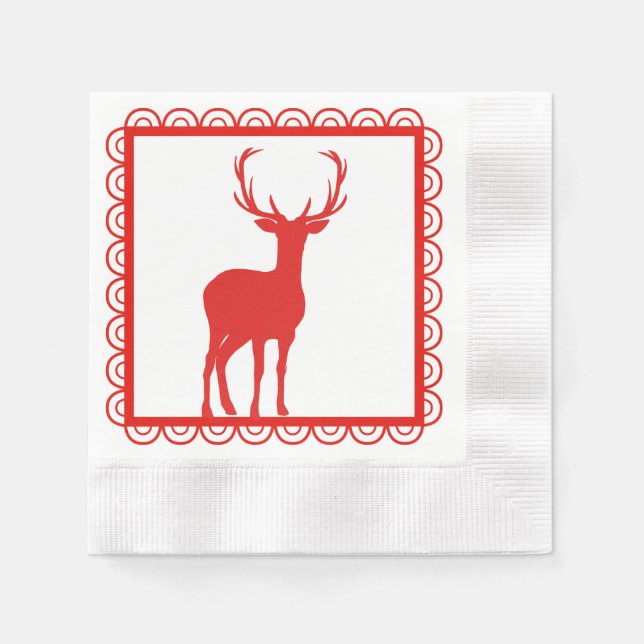 Servilleta De Papel Napkin de papel de ciervo de Navidades rojos y bla (Anverso)