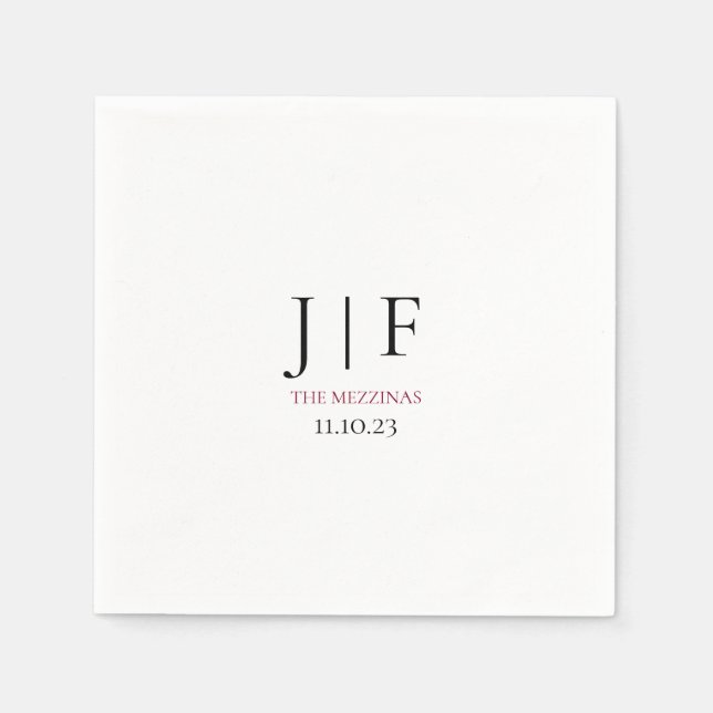 Servilleta De Papel Napkin de papel de cóctel de boda personalizada (Anverso)