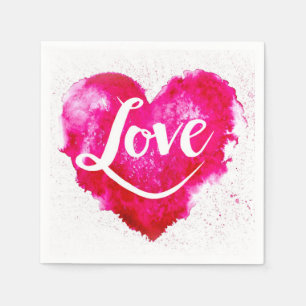 Servilleta De Papel Napkin de papel de corazón rosado de amor