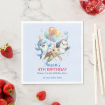 Napkin de papel de cumpleaños de Ocean Friends