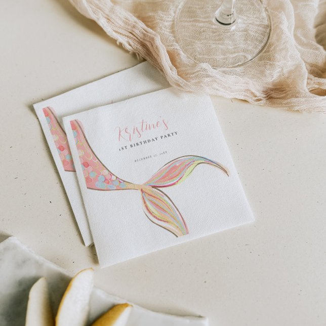 Servilleta De Papel Napkin de papel de cumpleaños de Sirena rosa (Subido por el creador)