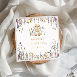 Servilleta De Papel Napkin de papel de cumpleaños de Wildflower Bunny