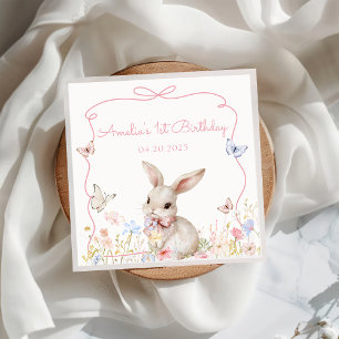 Servilleta De Papel Napkin de papel de cumpleaños de Wildflower Bunny