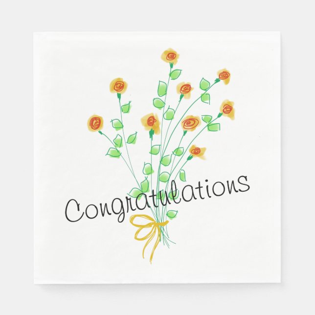 Servilleta De Papel Napkin de papel de felicitación con flores amarill (Anverso)