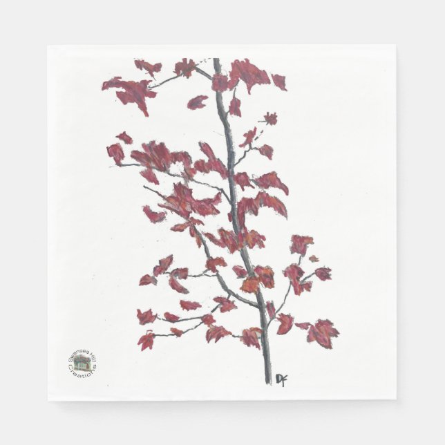 Servilleta De Papel Napkin de papel de hojas rojas (Anverso)