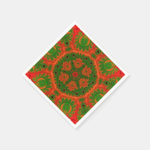 Servilleta De Papel Napkin de papel de Kaleidoscope verde y naranja