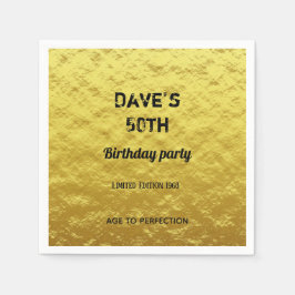 Servilleta De Papel Napkin de papel de la fiesta de cumpleaños 50 Gold