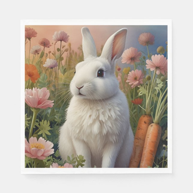 Servilleta De Papel Napkin de Papel de Parche Blossom Bunny & Carrot (Anverso)