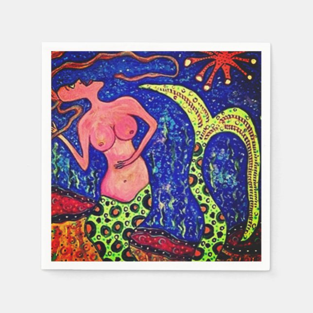 Servilleta De Papel Napkin de papel de sirena (Anverso)