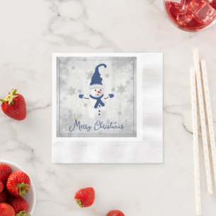 Servilleta De Papel Napkin de papel de Snowman de Blue Cute