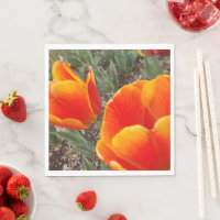 Napkin de papel de tulipán naranja y rojo