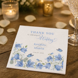 Servilleta De Papel Napkin de papel del Boda Blue Bellflower