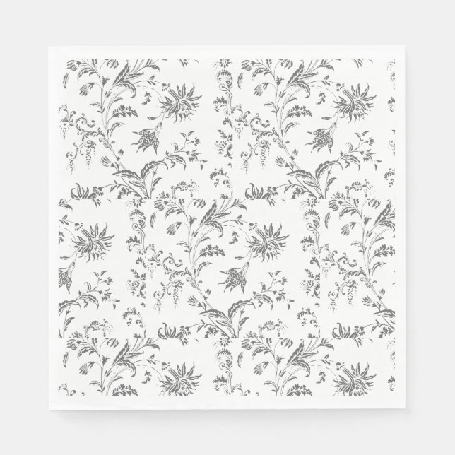 Servilleta De Papel Napkin de papel floral negro (Anverso)