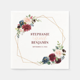 Servilleta De Papel Napkin de papel geométrico floral de la Marina Roj