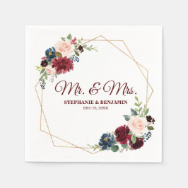 Servilleta De Papel Napkin de papel geométrico floral de la Marina Roj