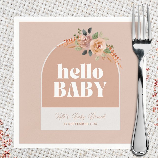 Servilleta De Papel Napkin de papel, Hello Baby, Boho Modern Baby Show (Subido por el creador)