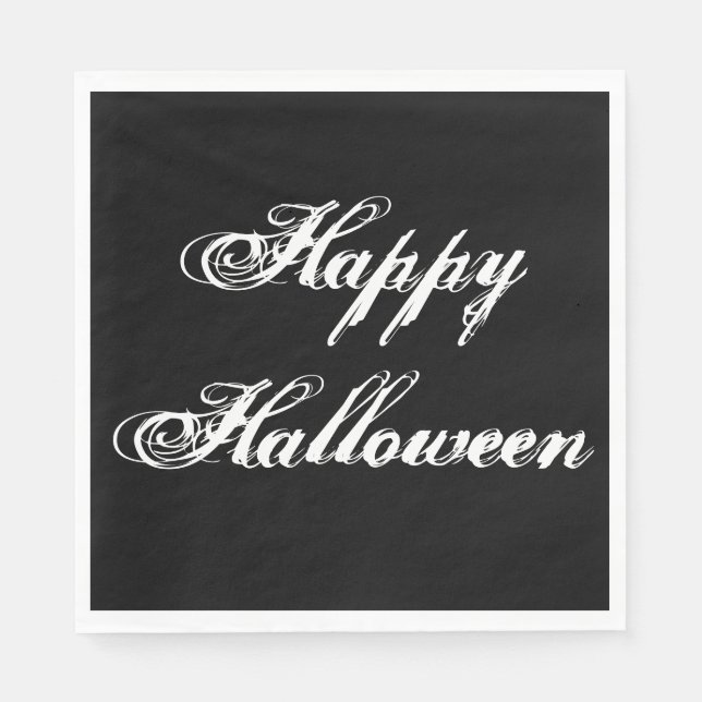 Servilleta De Papel Napkin de papel negro feliz de Halloween (Anverso)