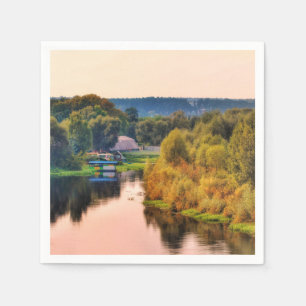 Servilleta De Papel Napkin de papel paisajístico rural de otoño
