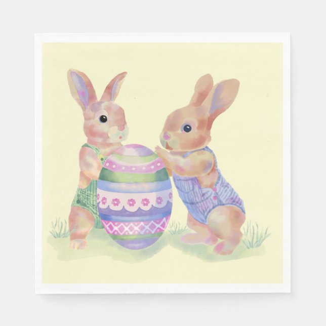 Servilleta De Papel Napkin de Pascua Egg Bunnies (Anverso)
