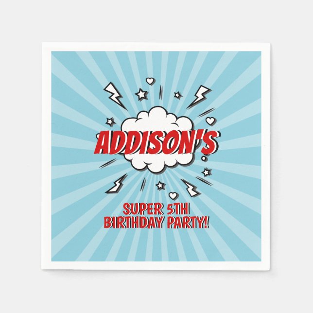 Servilleta De Papel Napkin de periódico de súper héroe cómico Partido  (Anverso)