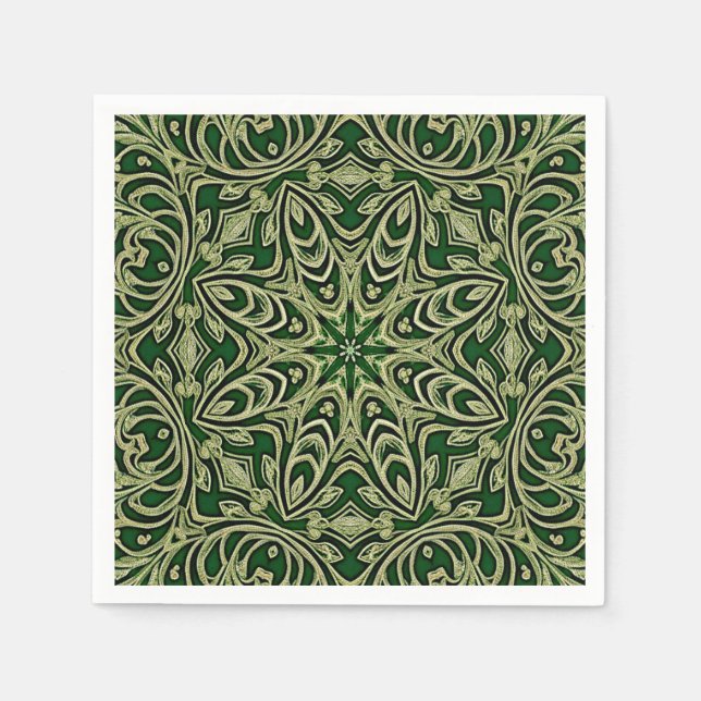 Servilleta De Papel Napkin Decorativo de Oro Verde (Anverso)